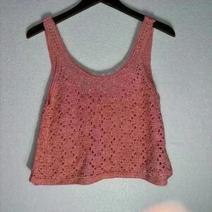 Roxy Pink Crochet Boho Crop Top Style Tank Top / Size S